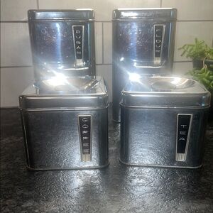 Lincoln Beauty Ware Stainless Steel Kitchen Canister Set  Exc Condition Vintage.